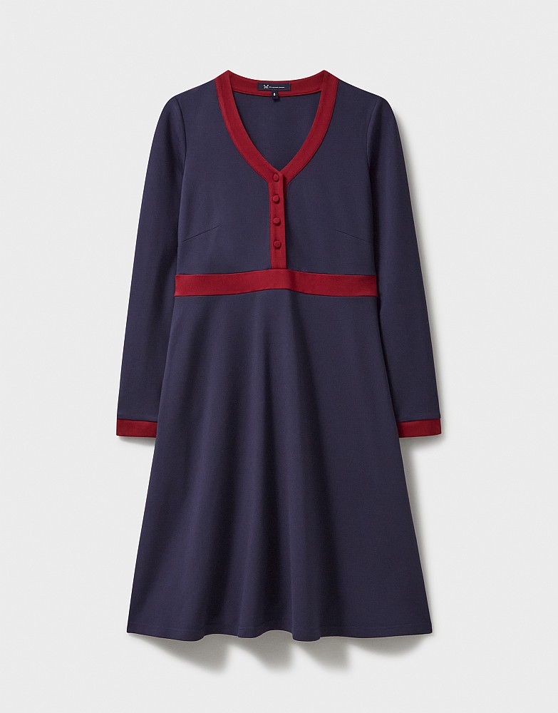 【CREW CLOTHING】Ada Ponte Dress in Navy and Pink WVJ065_NVYRED_5.jpg