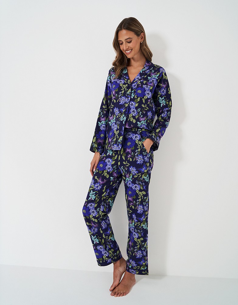 Brushed Cotton PJ Set in Navy Floral