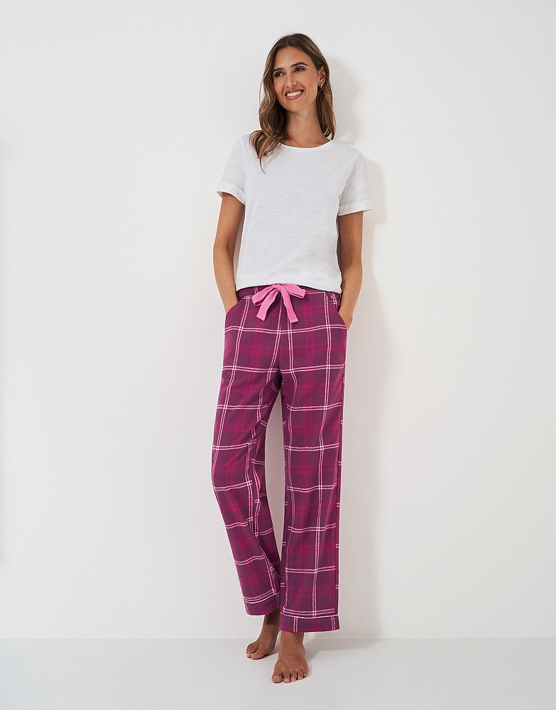 Brushed Flannel Checked Lounge Trousers in Berry Red