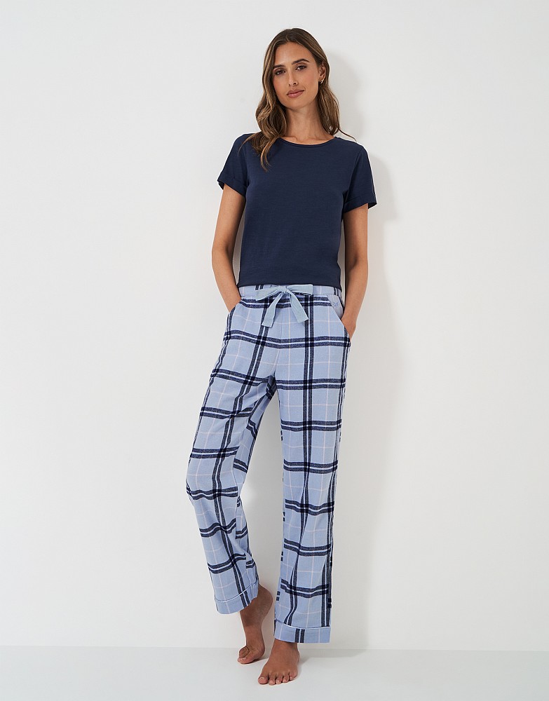 Brushed Flannel Checked Lounge Trousers in Blue