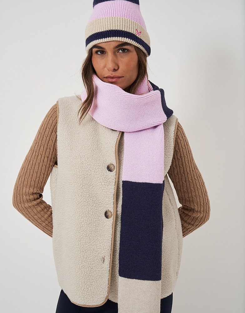Colourblock Scarf in Navy Pink Stripe