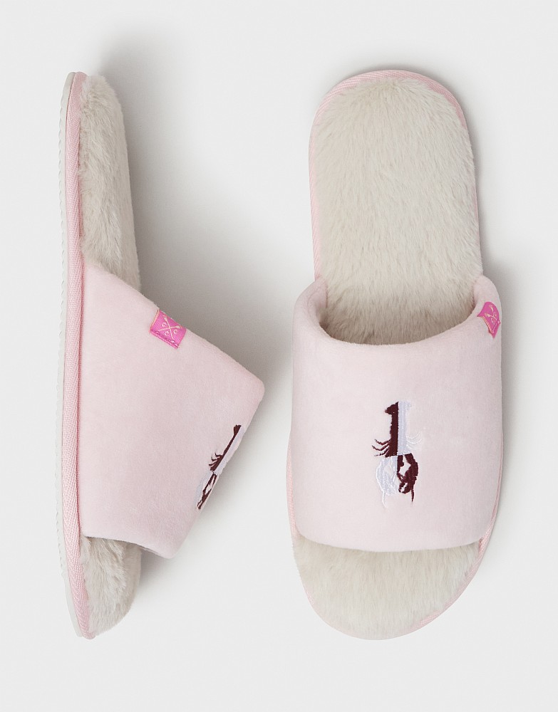 Velour Slider Slipper in Pink