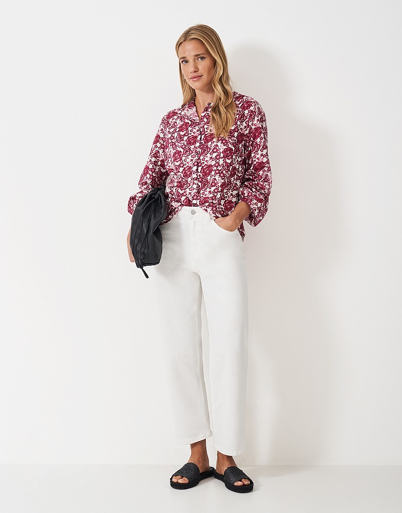 Lyla Floral Blouse in Red and White