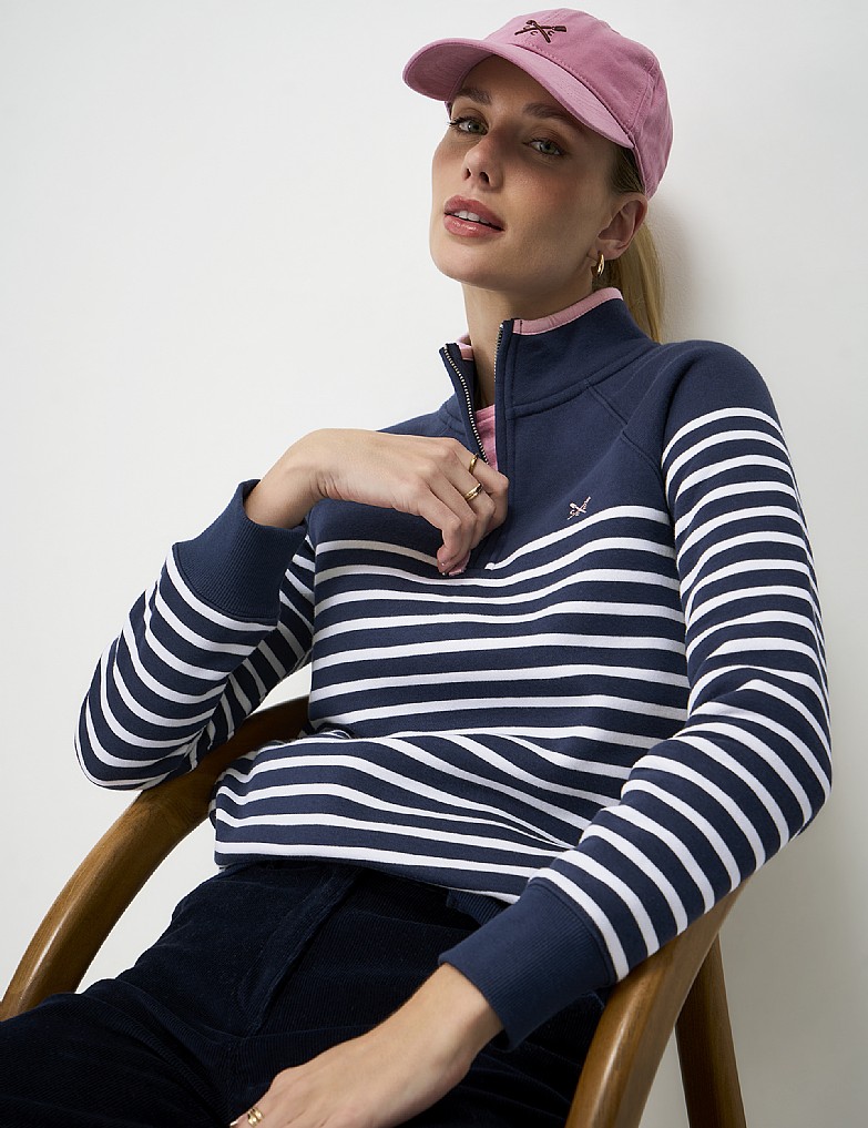 Half Zip Sweatshirt in Navy White