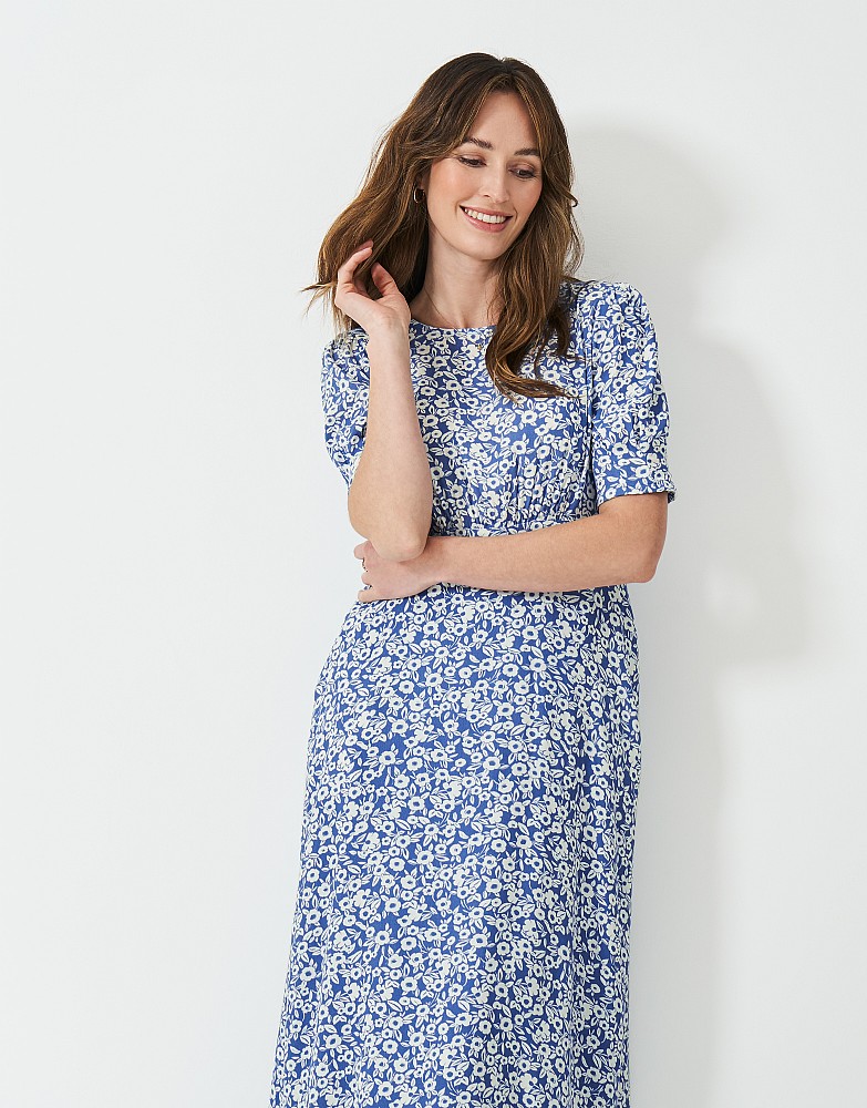 Ella Tea Dress in Blue Floral
