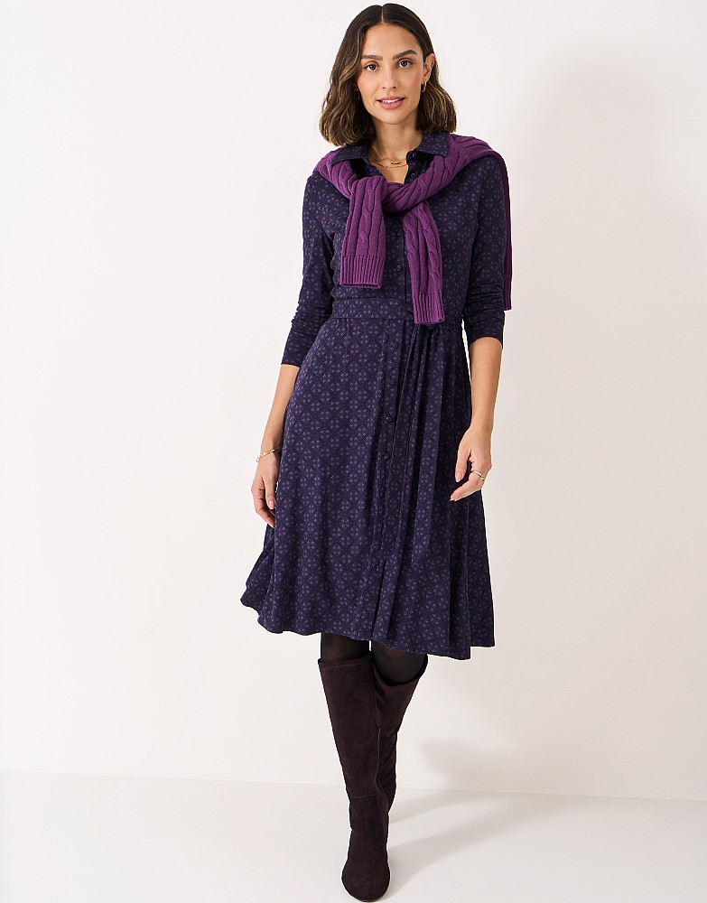 Emma Jersey Shirt Dress in Geo Print