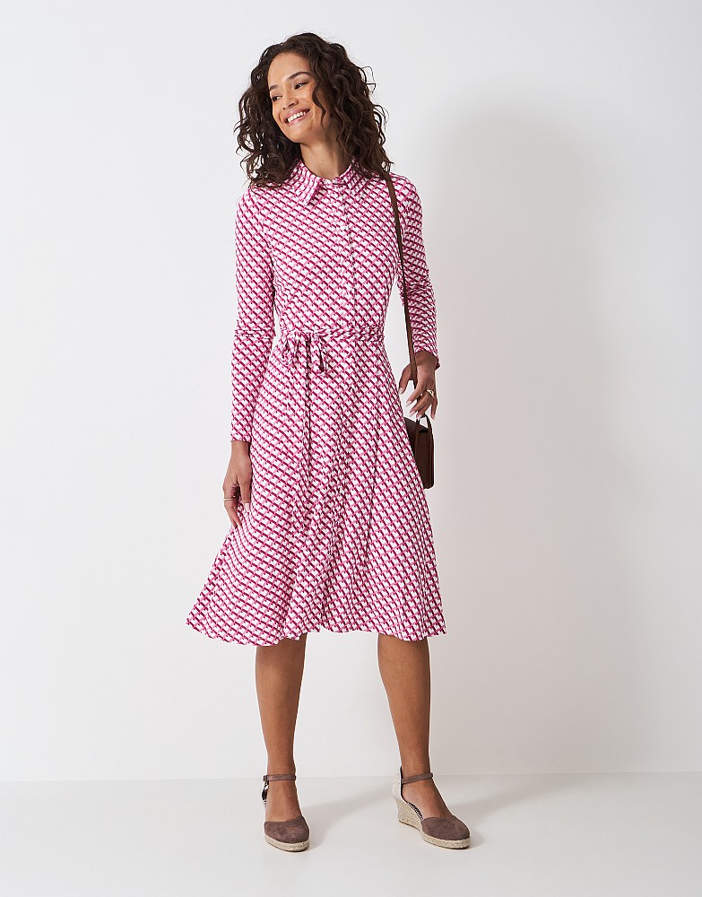Emma Geo Print Shirt Dress in Pink