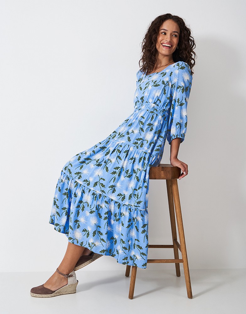 Lacy Square Neck Dress in Blue