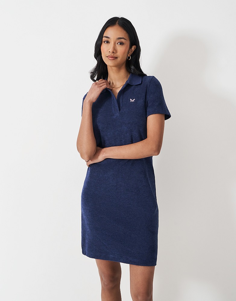 Towelling Dress in Dark Blue
