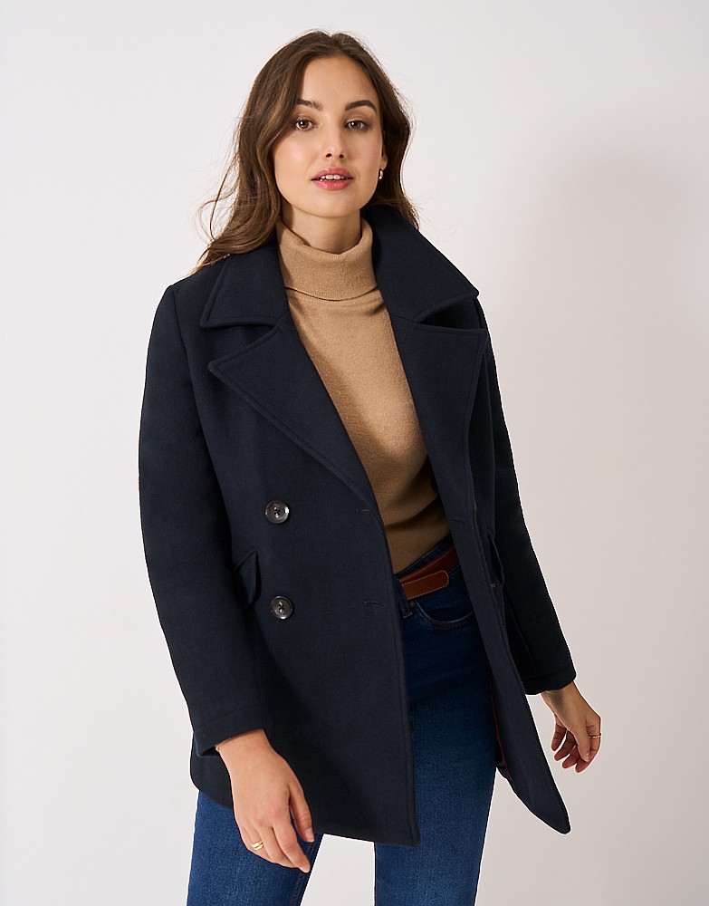 Wool Blend Peacoat in Navy