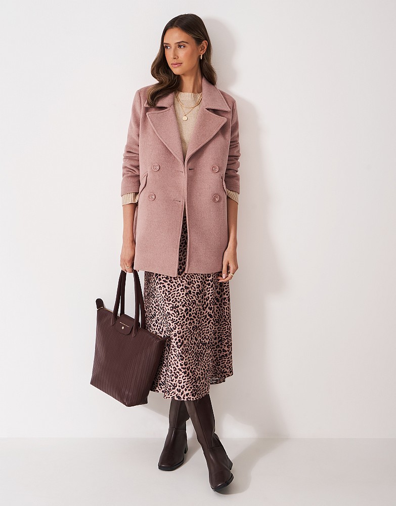 Wool Peacoat in Pink