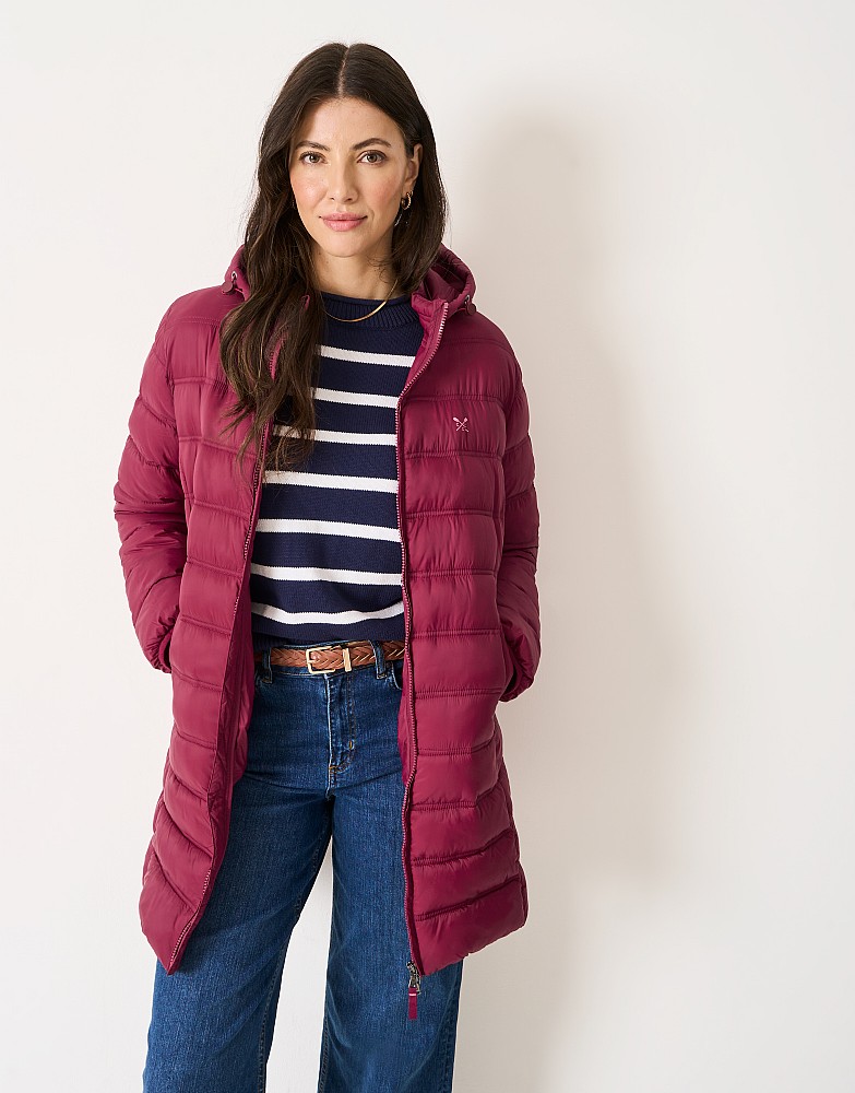 Lightweight Padded Coat in Beet Red