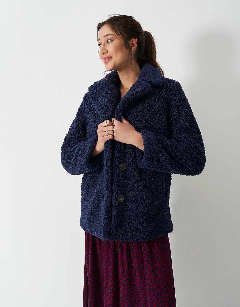 Collared Borg Pea Coat in Navy