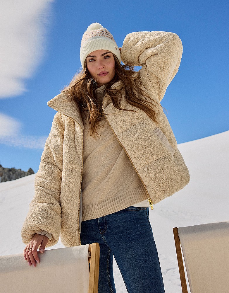 Borg Padded Puffer Jacket in Oatmeal