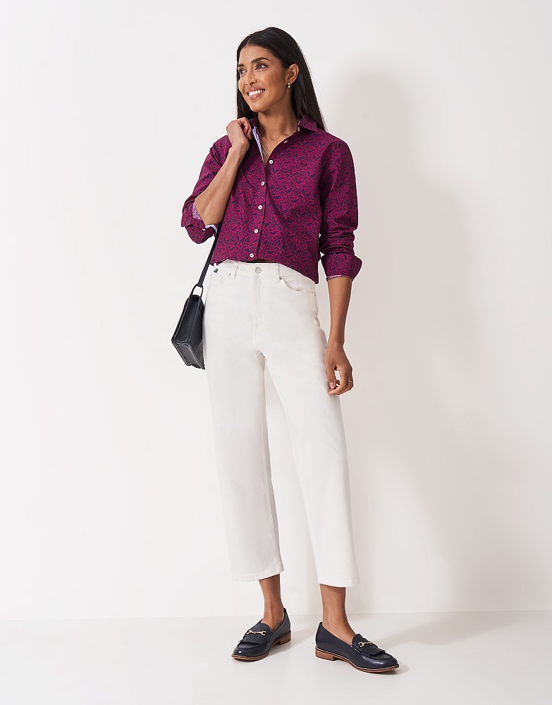 Lulworth Shirt in Berry and Bird Print