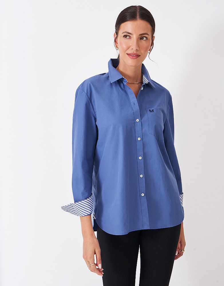 Poplin Long Sleeve Shirt in Blue