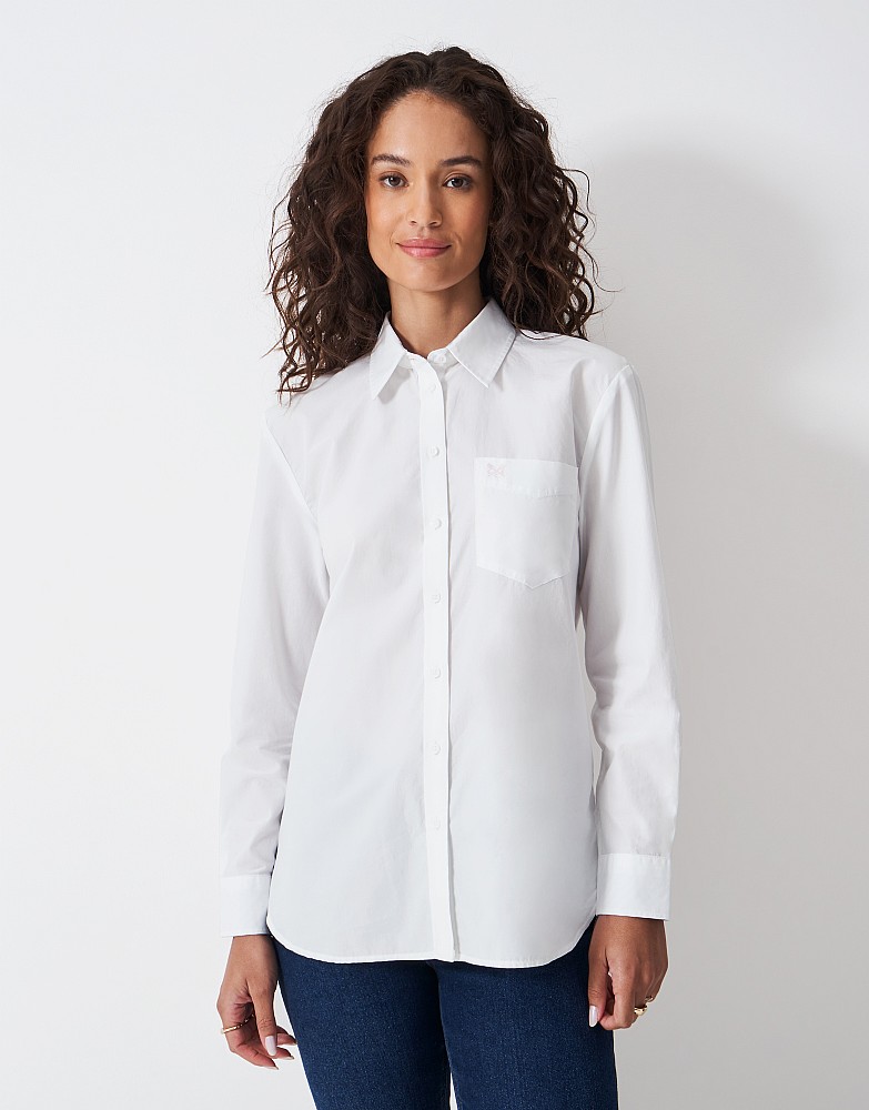 Poplin Long Sleeve Shirt in White