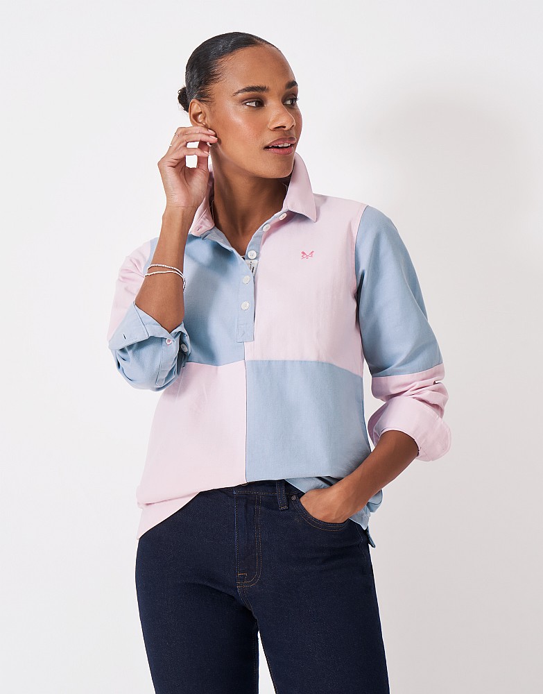 Cotton Deck Shirt in Pink and Blue