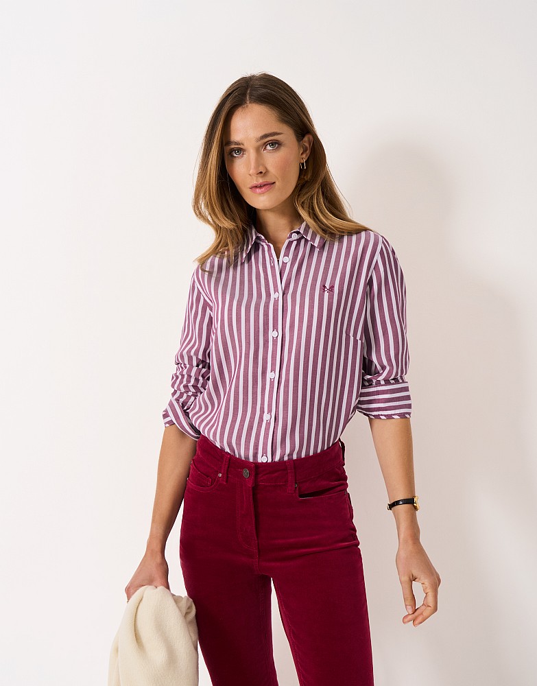 Viscose Twill Shirt Shirt in Red and White
