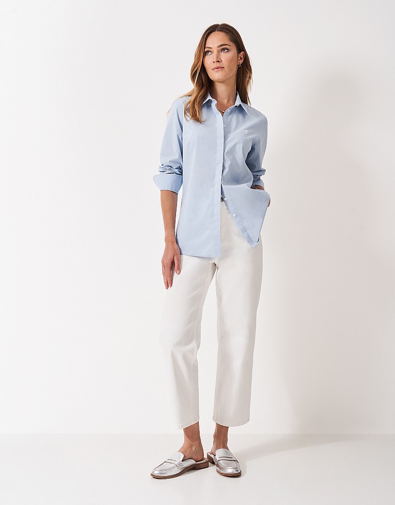 Fitted Stretch Poplin Shirt in Blue