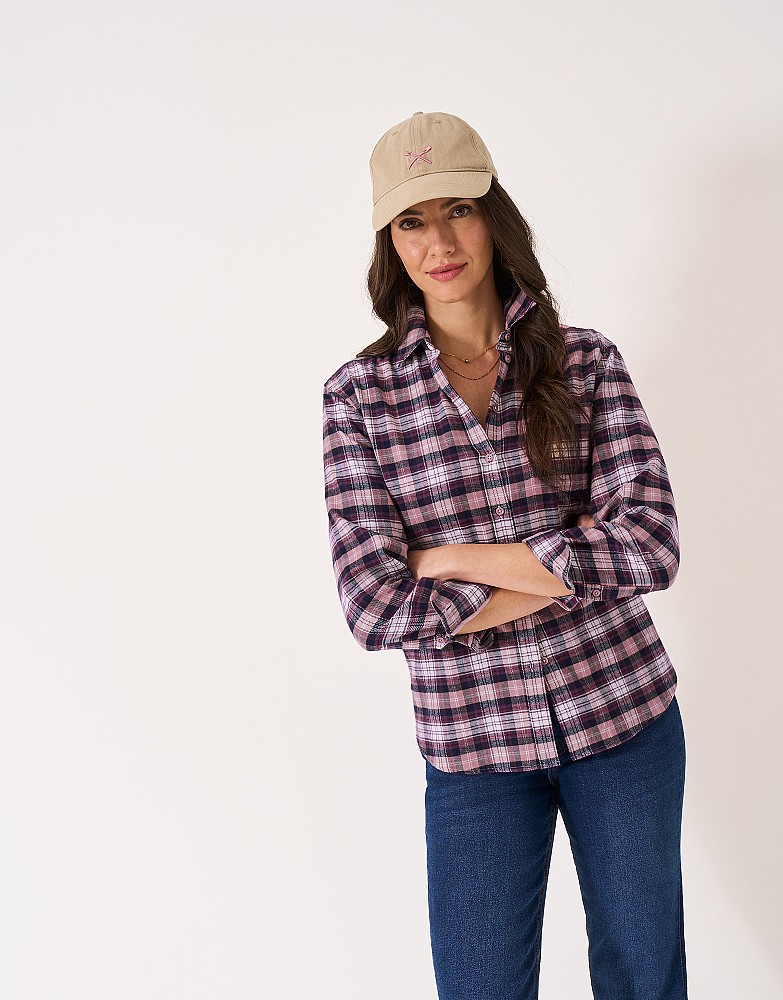 Relaxed Fit Check Flannel Shirt in Pink