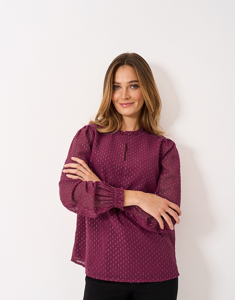 Iris Metallic Blouse in Dark Pink