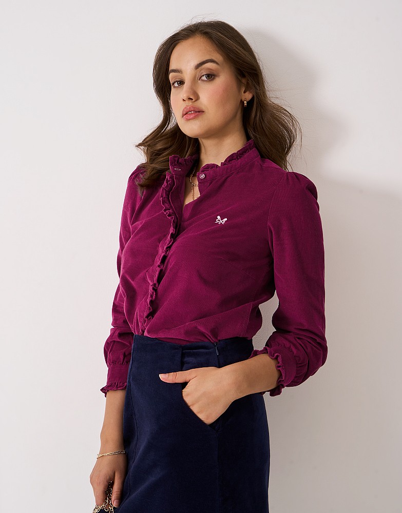 Cord Pie Crust Blouse in Red