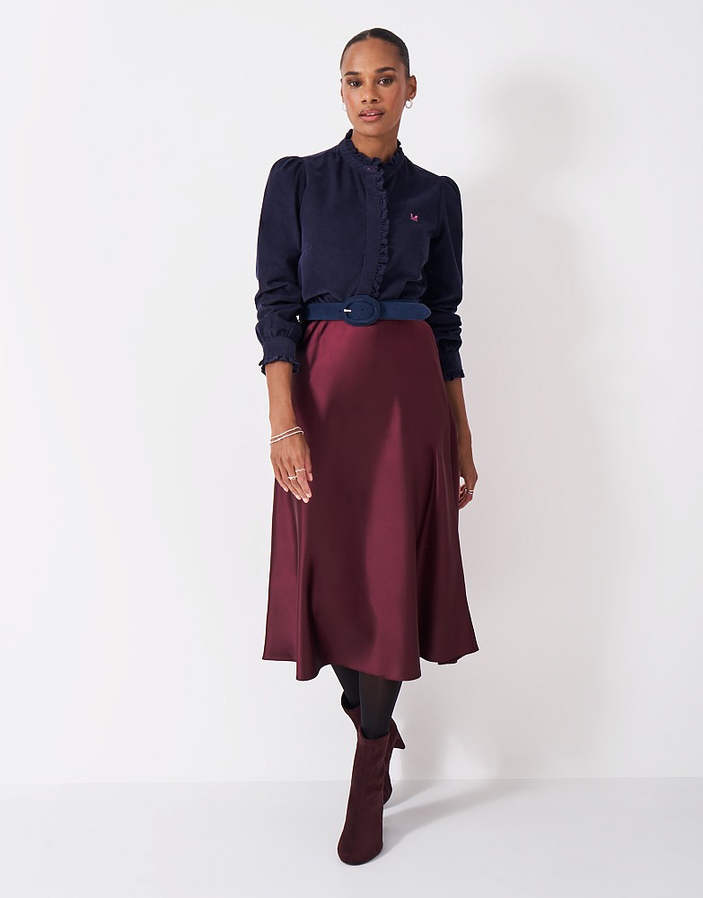 Cord Pie Crust Blouse in Navy