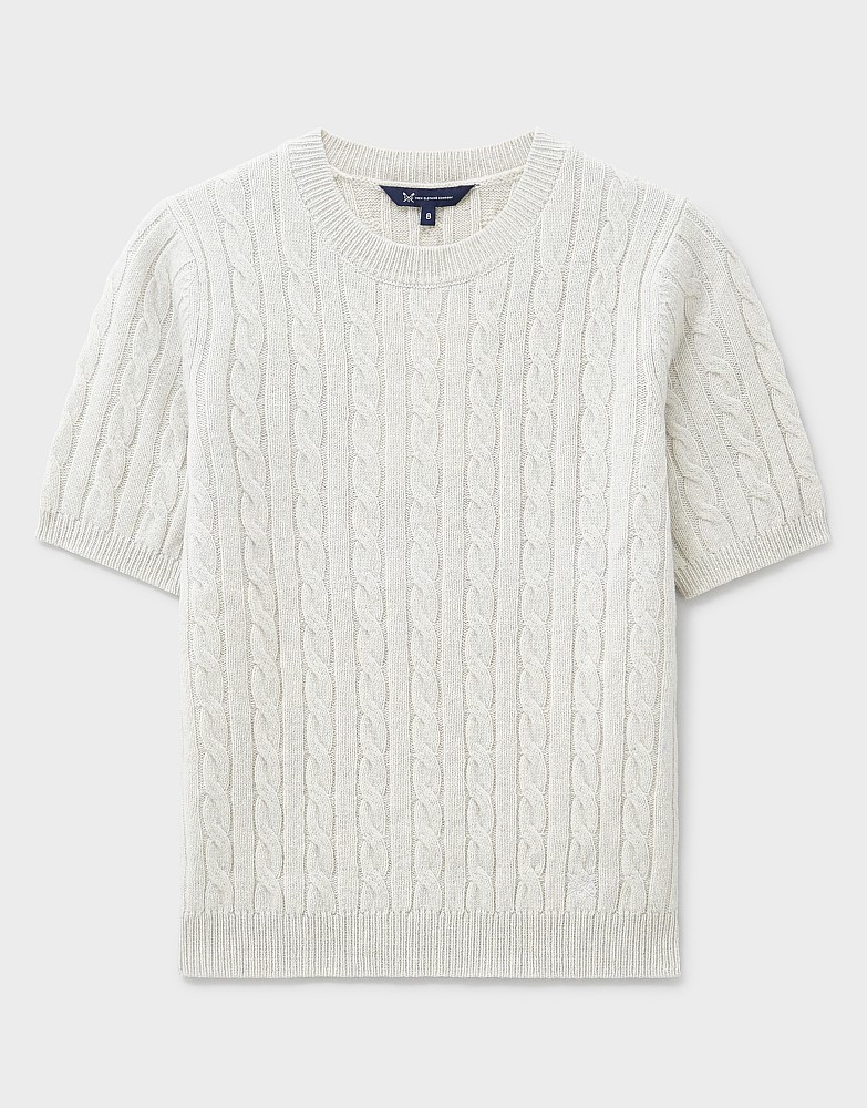 Cable Knit Sweater Mens Short Sleeve Crew Neck Sweater Harmony