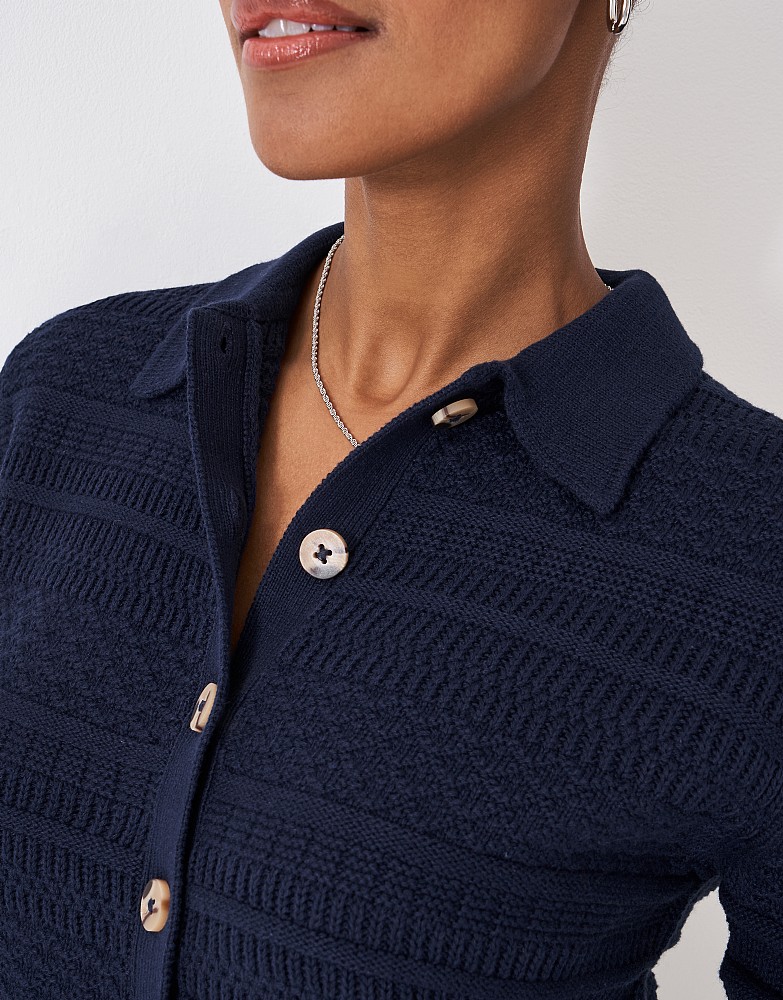 Women's Exmouth Collar Cardigan in Navy from Crew Clothing Company