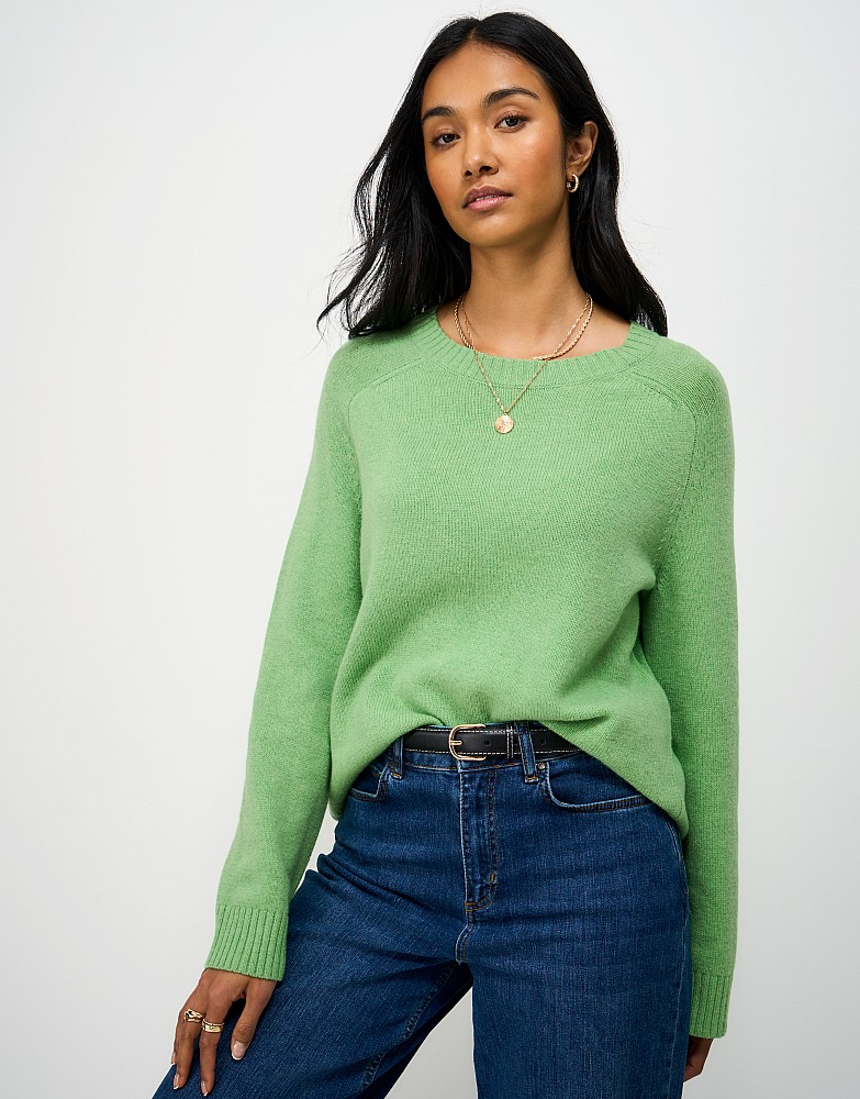 Harmony Crew Neck Saddle Shoulder in Green