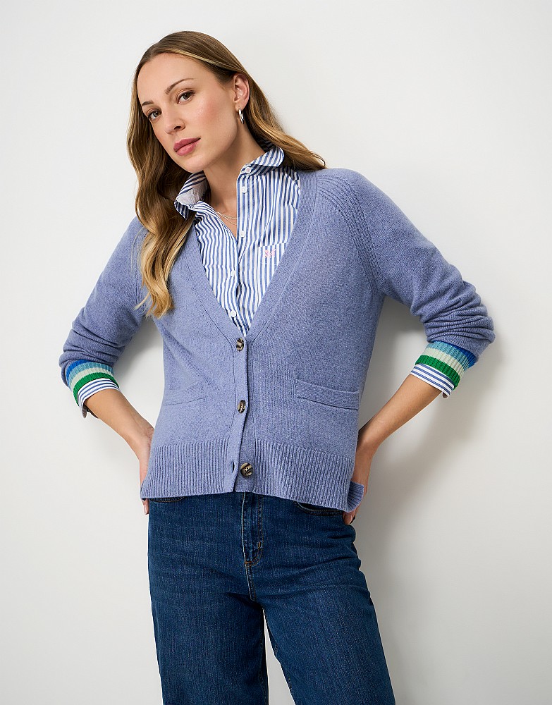 Harmony Relaxed-Fit Merino Wool Cardigan in Blue