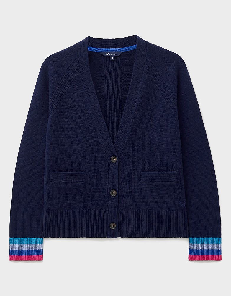 Women's Harmony Relaxed V Neck Cardigan in Navy from Crew Clothing