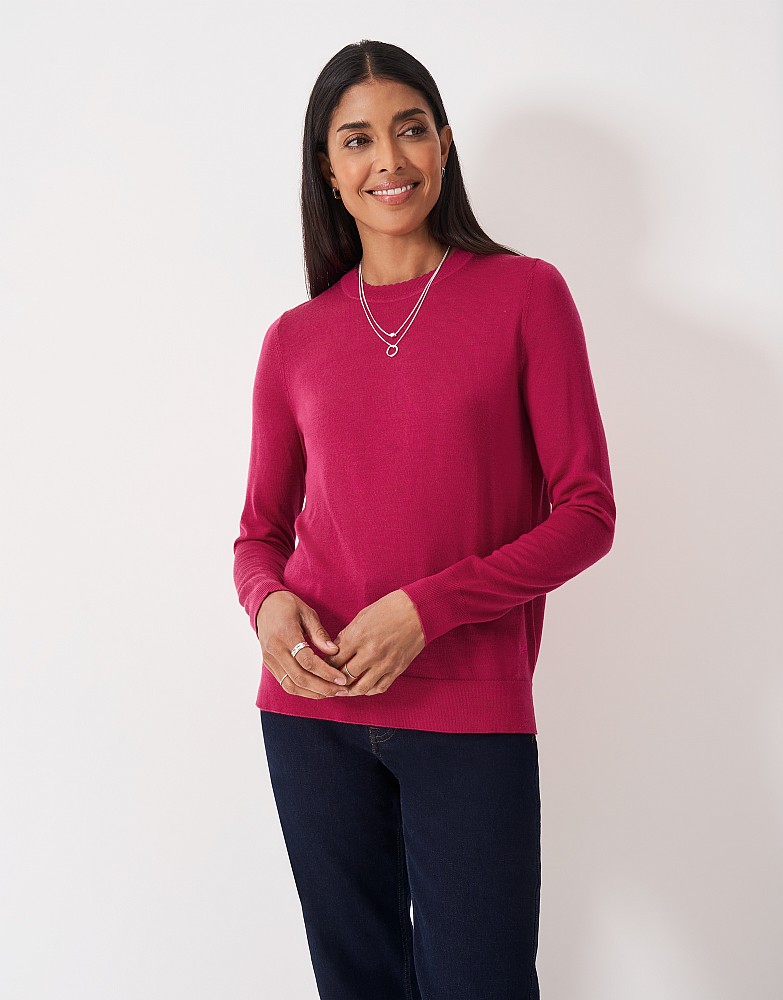 Merino Crew Jumper in Pink