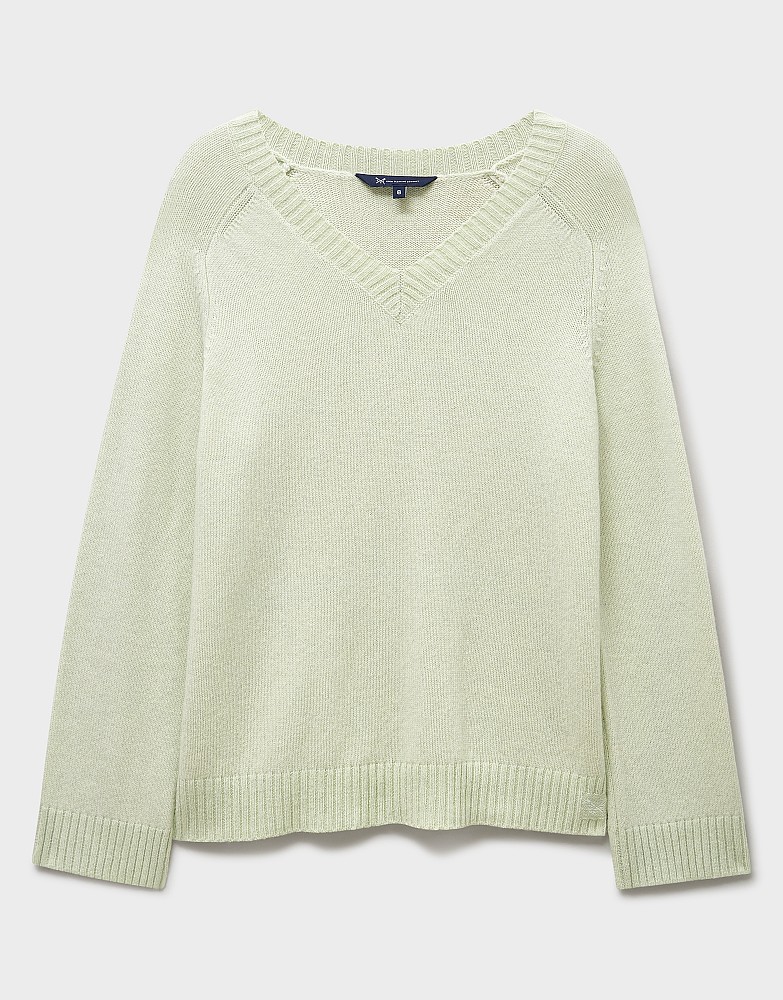 Women's V Neck Saddle Shoulder Jumper in Mint Green from Crew Clothing