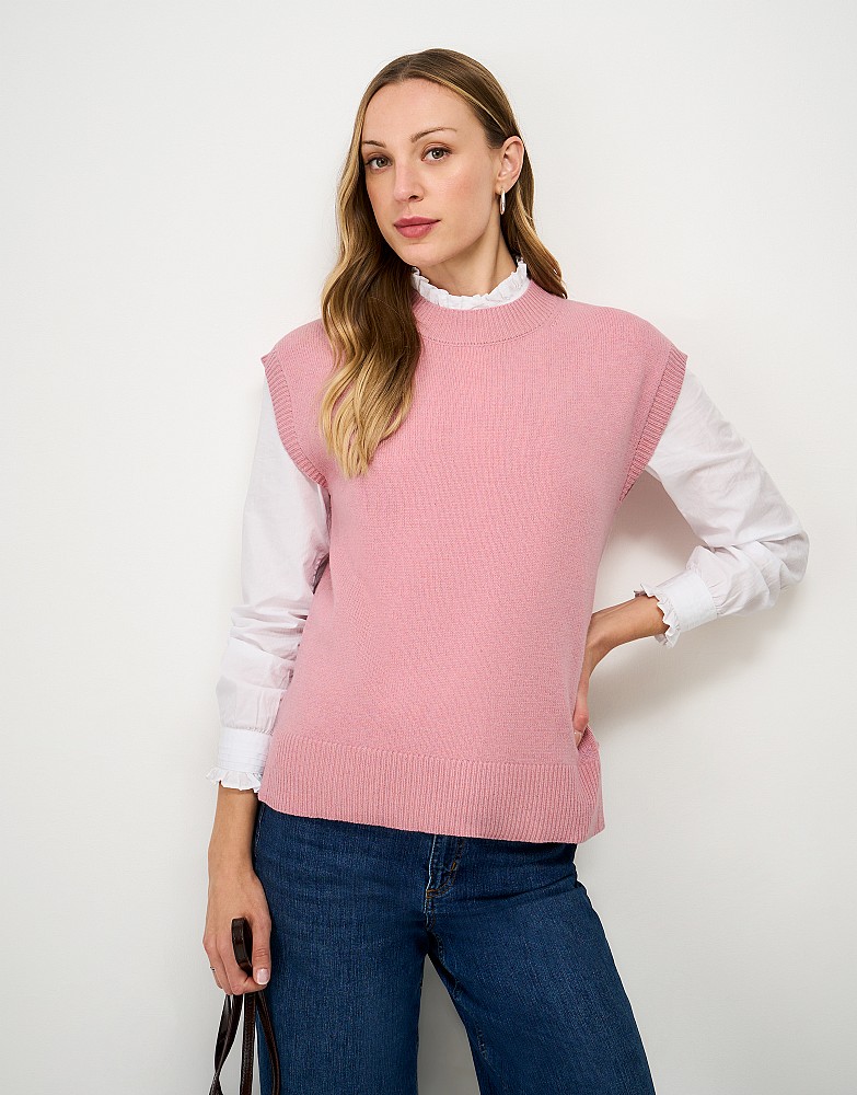 Harmony Crew Neck Knitted Vest in Pink