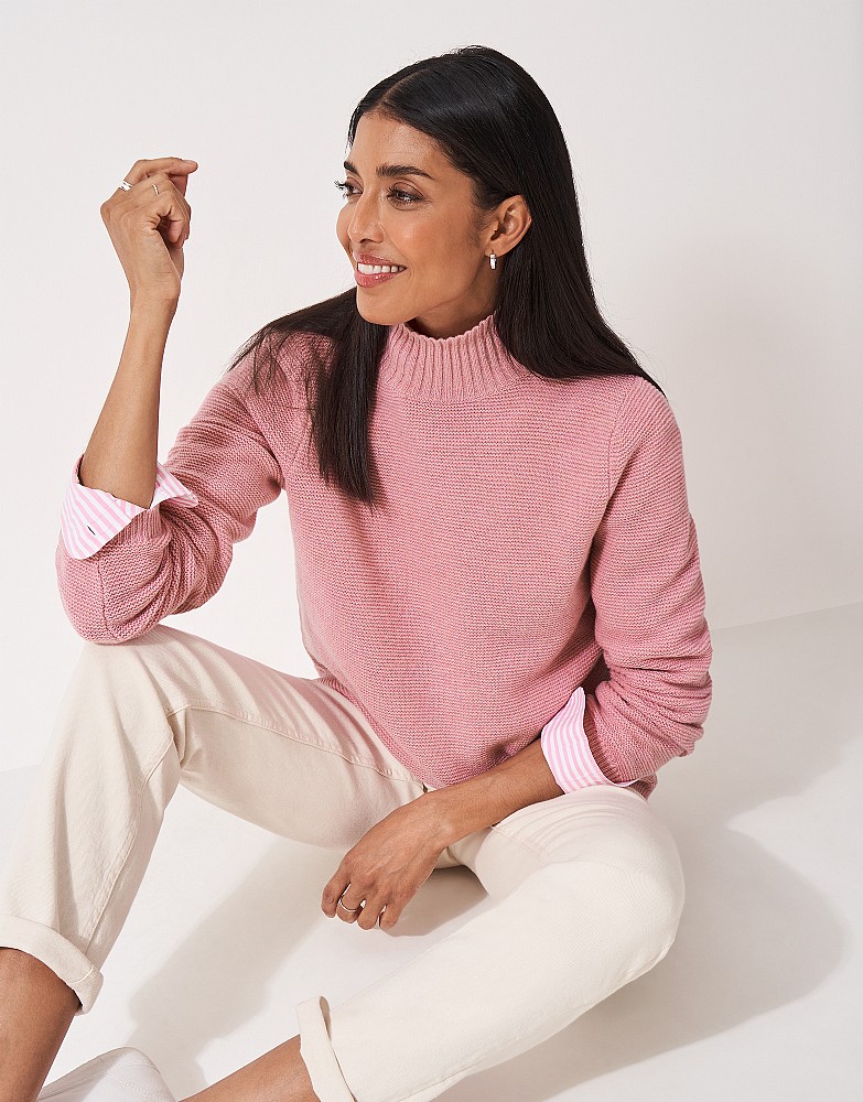 Harmony Merino Blend Funnel Neck Jumper in Pink