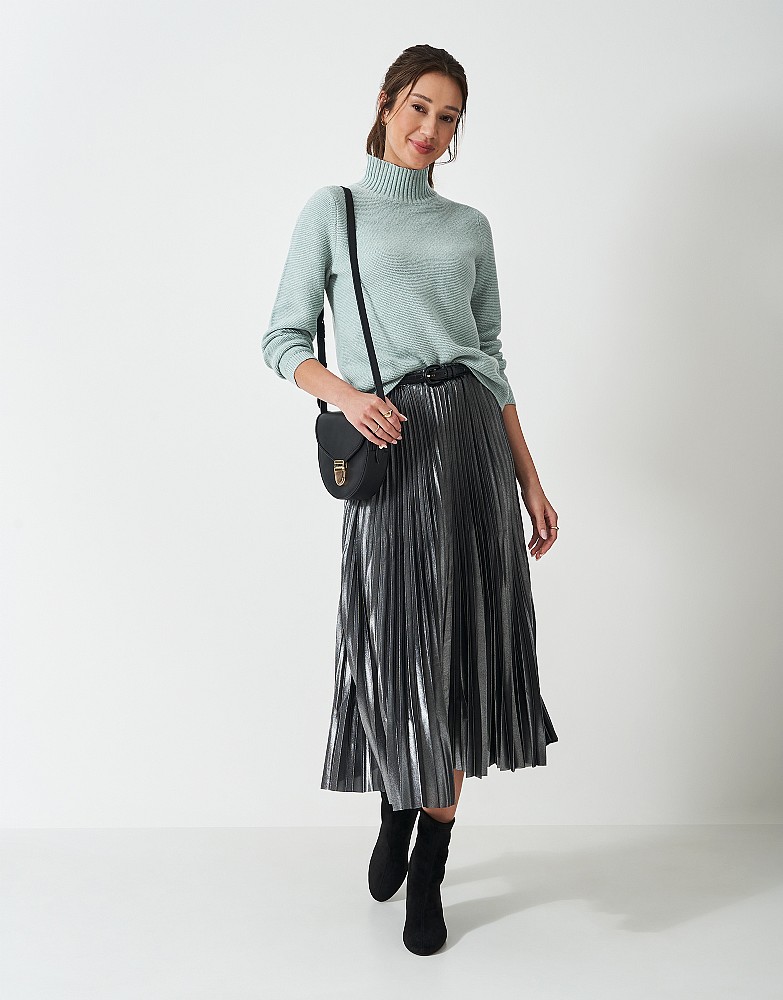 Harmony Merino Blend Funnel Neck Jumper in Sea Blue