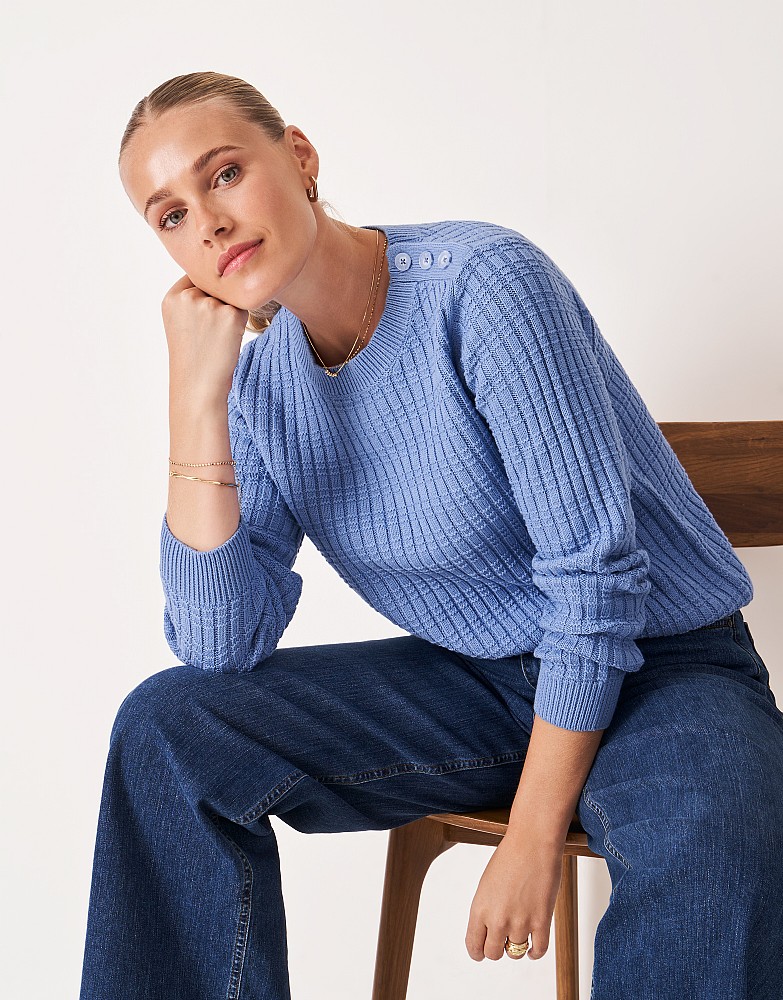 Tillie Textured Stitch Jumper in Blue
