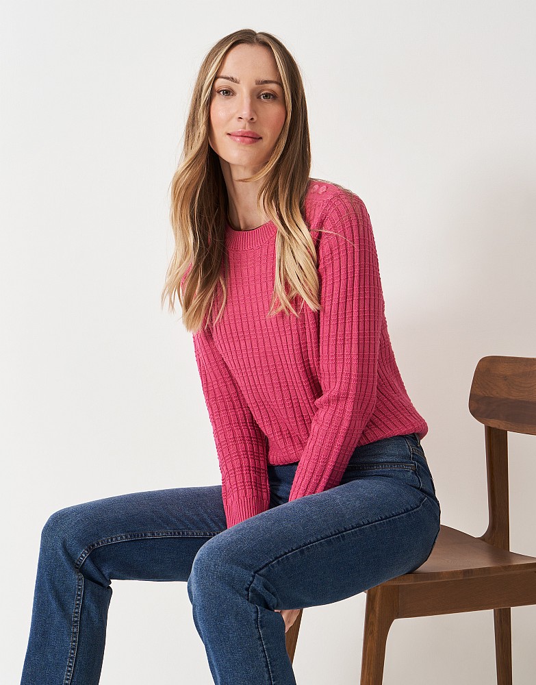 Tillie Textured Stitch Jumper in Pink