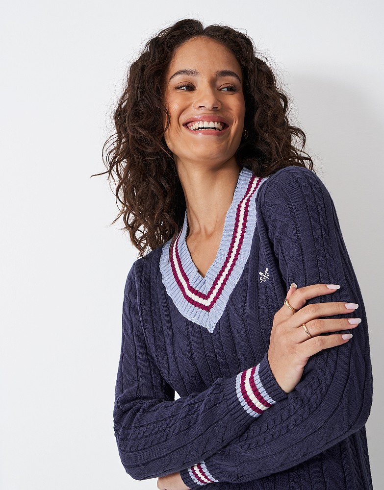knitted jumper women's cricket style jumper