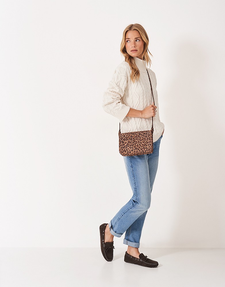 High Neck Multi Cable Jumper in White