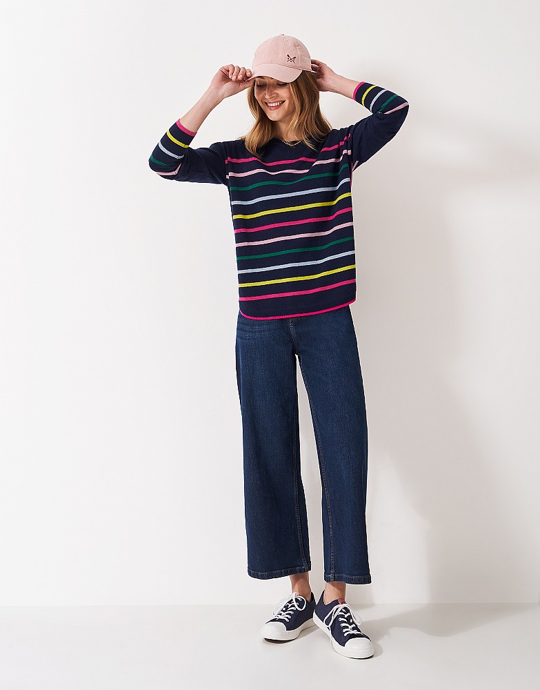 Harmony Rosie Merino Blend Jumper in Navy Stripes