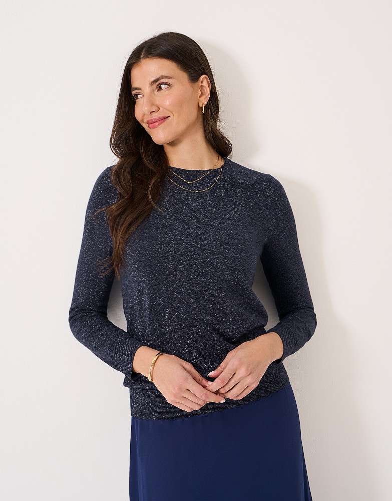 Lula Viscose Blend Sparkle Jumper in Navy