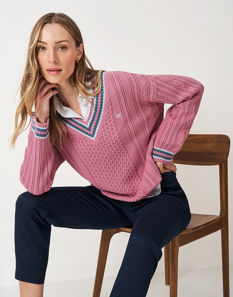 Oversized Cotton Cricket Jumper in Pink