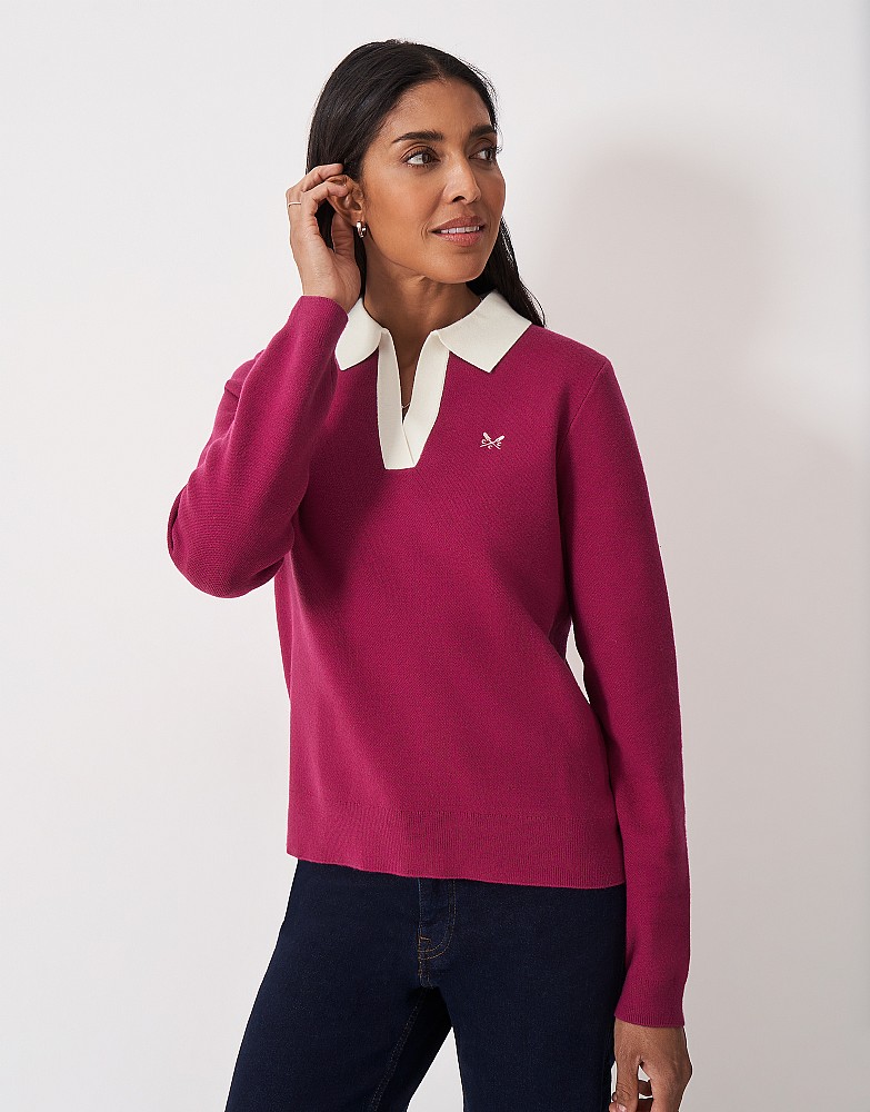 Rosa Knitted Rugby Jumper in Pink