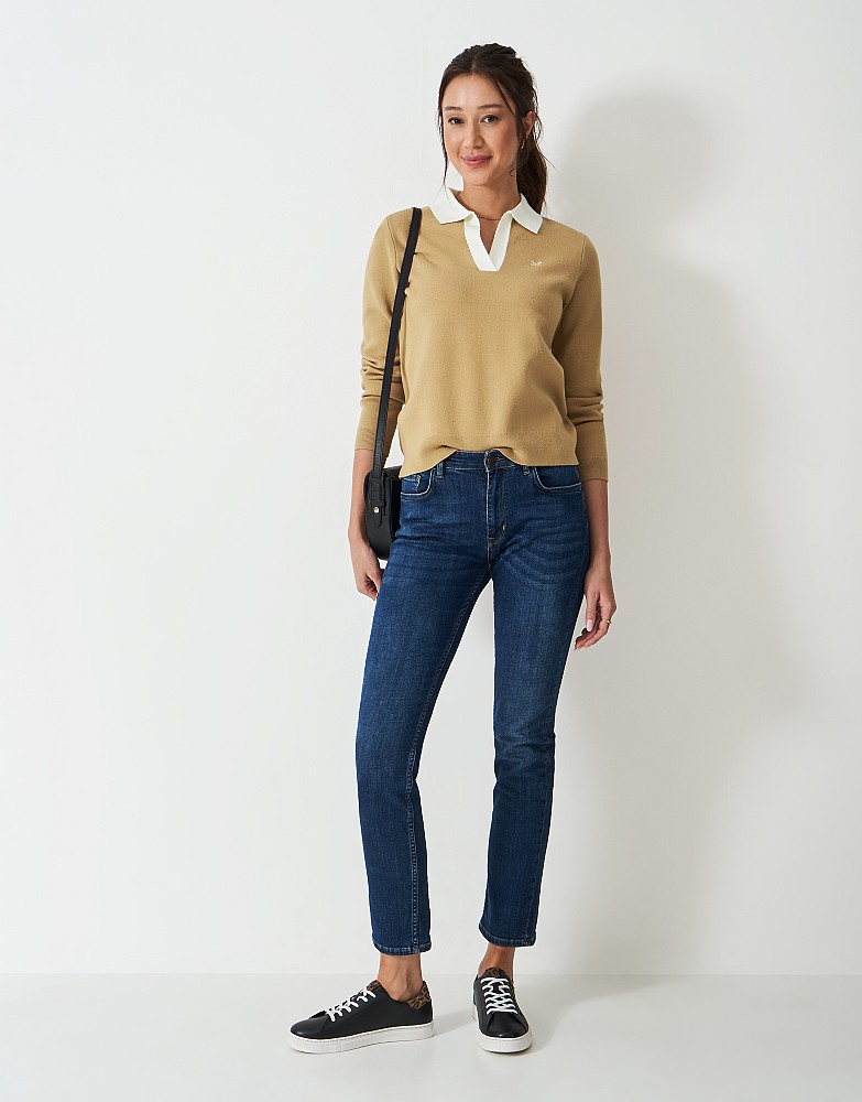 Rosa Knitted Rugby Jumper in Neutral Beige