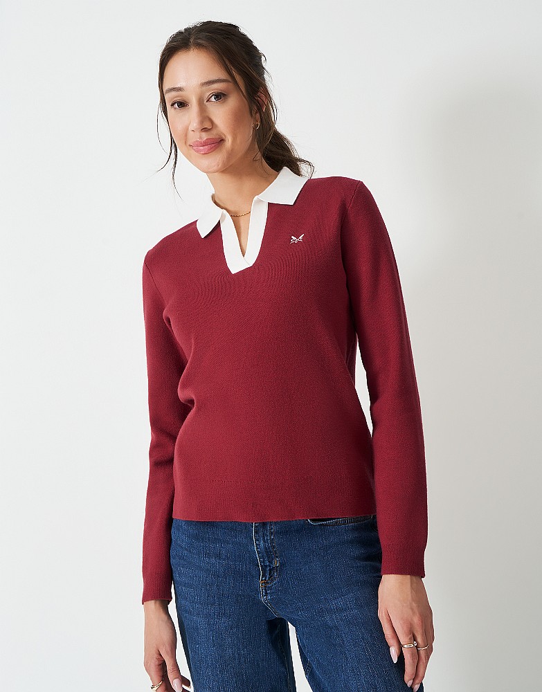 Rosa Knitted Rugby Jumper in Red