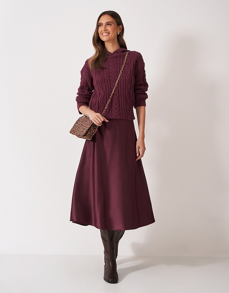 Multi Cable Hoodie in Burgundy