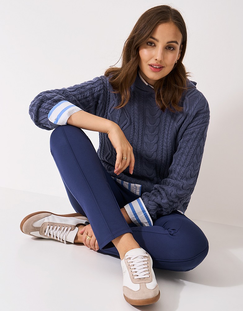 Multi Cable Hoodie in Indigo